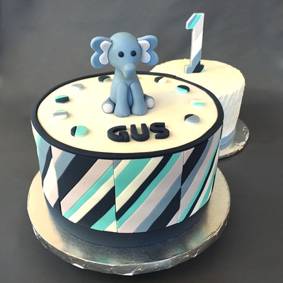 Elephant 1st Birthday Cake and Matching Smash Cake