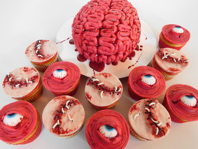 Gross Disgusting Halloween Cupcakes Brain Cake
