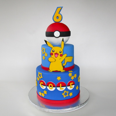 Pokemon Cake with Pikachu and Poke Ball