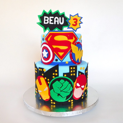 Superheroes Birthday Cake Marvel and DC Comics Cake