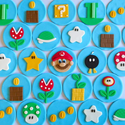 Super Mario Brothers Fondant Cupcake Toppers