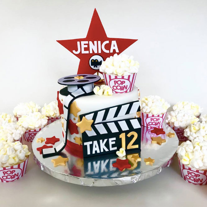 Movie Star Cake and Popcorn Cupcakes